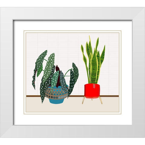 Potted Plant Friends I White Modern Wood Framed Art Print with Double Matting by Bucheli, Jen
