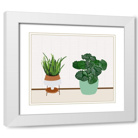 Potted Plant Friends II White Modern Wood Framed Art Print with Double Matting by Bucheli, Jen
