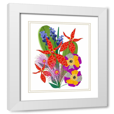 Bold Popping Flowers White Modern Wood Framed Art Print with Double Matting by Bucheli, Jen