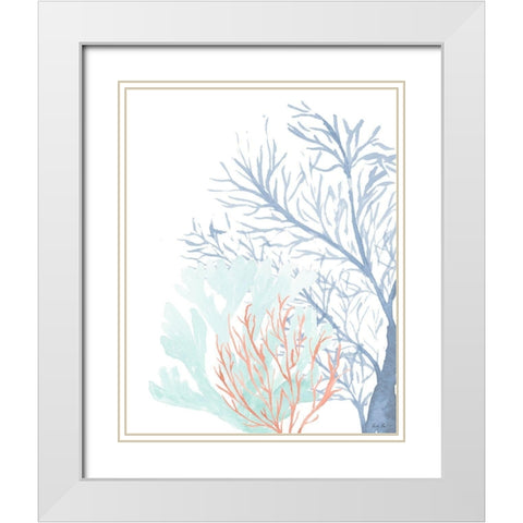 Triple Coral I White Modern Wood Framed Art Print with Double Matting by Price, Lucille