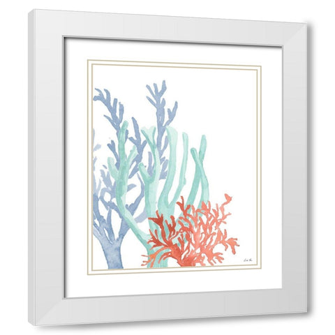 Triple Coral II White Modern Wood Framed Art Print with Double Matting by Price, Lucille