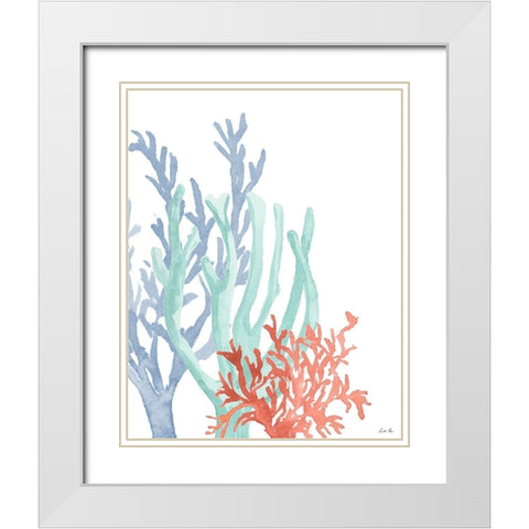 Triple Coral II White Modern Wood Framed Art Print with Double Matting by Price, Lucille