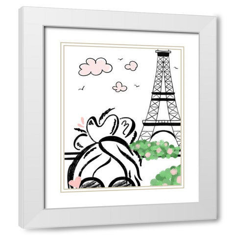 Paris Girl I White Modern Wood Framed Art Print with Double Matting by Quach, Anna
