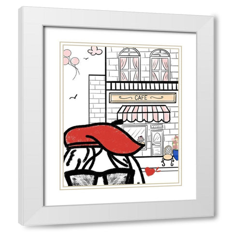Paris Girl II White Modern Wood Framed Art Print with Double Matting by Quach, Anna