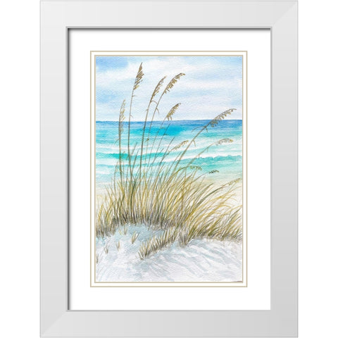 Watercolor Sea View II White Modern Wood Framed Art Print with Double Matting by Biscardi, Nicholas