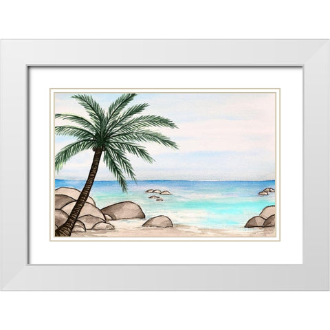 Beach Time Sunrise II White Modern Wood Framed Art Print with Double Matting by Biscardi, Nicholas