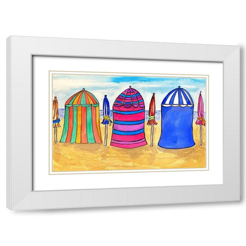 Cabana Beach I White Modern Wood Framed Art Print with Double Matting by Biscardi, Nicholas