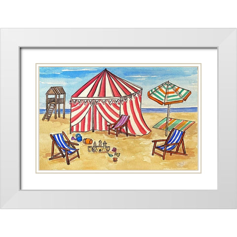 Cabana Beach II White Modern Wood Framed Art Print with Double Matting by Biscardi, Nicholas
