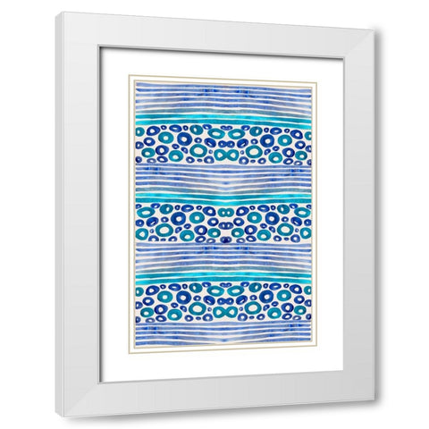 Aqua Blue Fun I White Modern Wood Framed Art Print with Double Matting by Biscardi, Nicholas