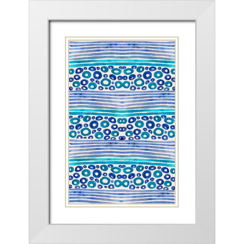 Aqua Blue Fun I White Modern Wood Framed Art Print with Double Matting by Biscardi, Nicholas