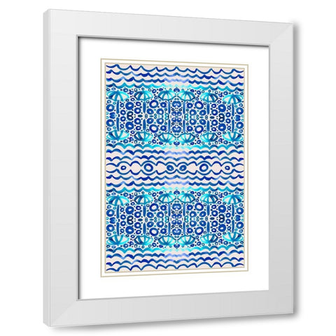 Aqua Blue Fun II White Modern Wood Framed Art Print with Double Matting by Biscardi, Nicholas