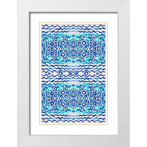 Aqua Blue Fun II White Modern Wood Framed Art Print with Double Matting by Biscardi, Nicholas
