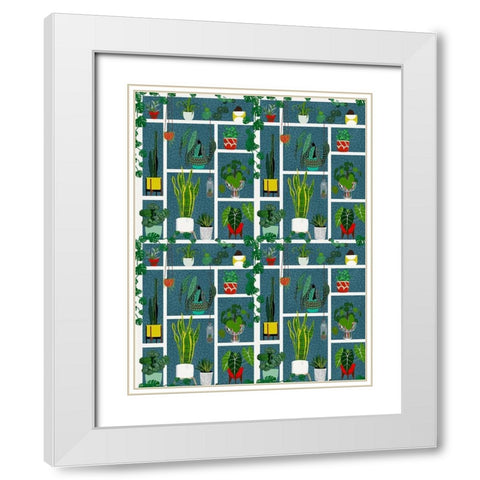 Plant Living Modular Pattern White Modern Wood Framed Art Print with Double Matting by Bucheli, Jen