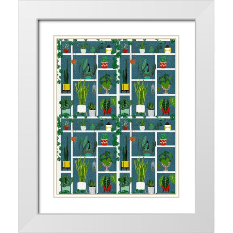Plant Living Modular Pattern White Modern Wood Framed Art Print with Double Matting by Bucheli, Jen