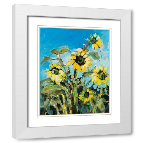 Sunflowers White Modern Wood Framed Art Print with Double Matting by Slivka, Jane