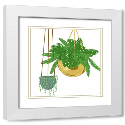 Hanging Plant Set White Modern Wood Framed Art Print with Double Matting by Bucheli, Jen