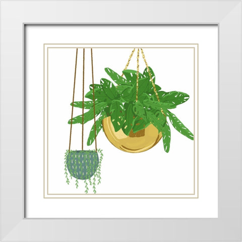 Hanging Plant Set White Modern Wood Framed Art Print with Double Matting by Bucheli, Jen