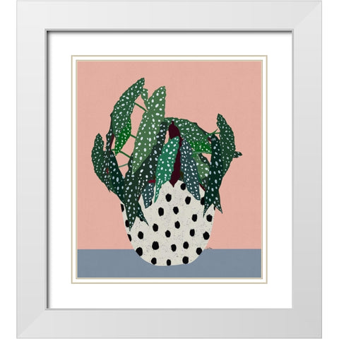 Plant in Dotted Pot White Modern Wood Framed Art Print with Double Matting by Bucheli, Jen