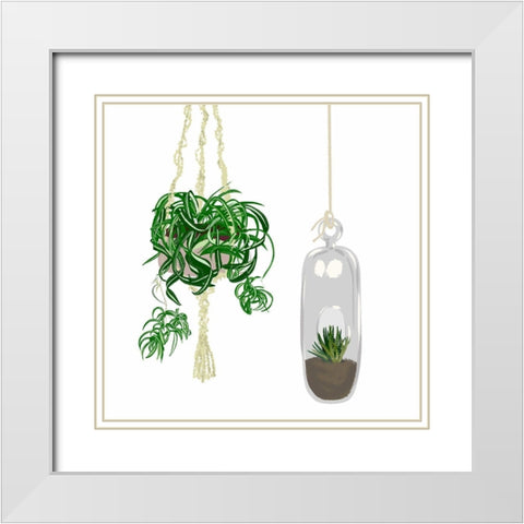 Hanging Plant Set II White Modern Wood Framed Art Print with Double Matting by Bucheli, Jen