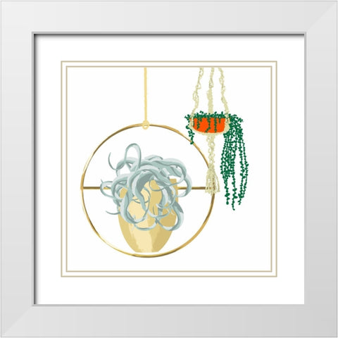 Hanging Plant Set III White Modern Wood Framed Art Print with Double Matting by Bucheli, Jen