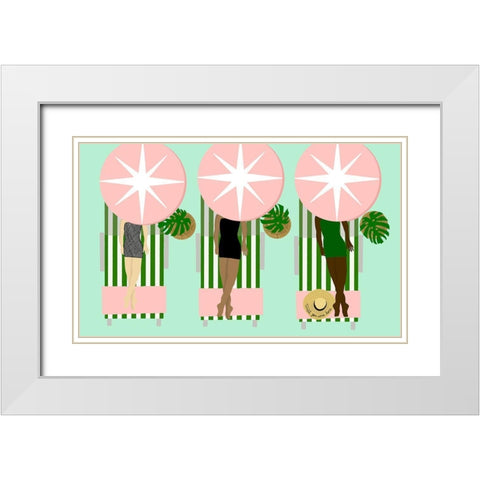 Sunbathing Ladies On Green White Modern Wood Framed Art Print with Double Matting by Bucheli, Jen