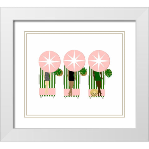 Sunbathing Ladies White Modern Wood Framed Art Print with Double Matting by Bucheli, Jen