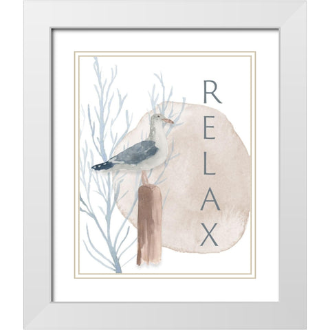 Seabird Relax White Modern Wood Framed Art Print with Double Matting by Price, Lucille