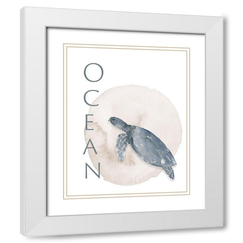 Ocean Turtle White Modern Wood Framed Art Print with Double Matting by Price, Lucille