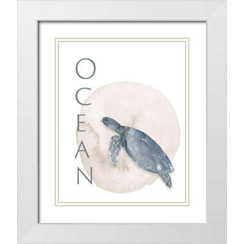 Ocean Turtle White Modern Wood Framed Art Print with Double Matting by Price, Lucille