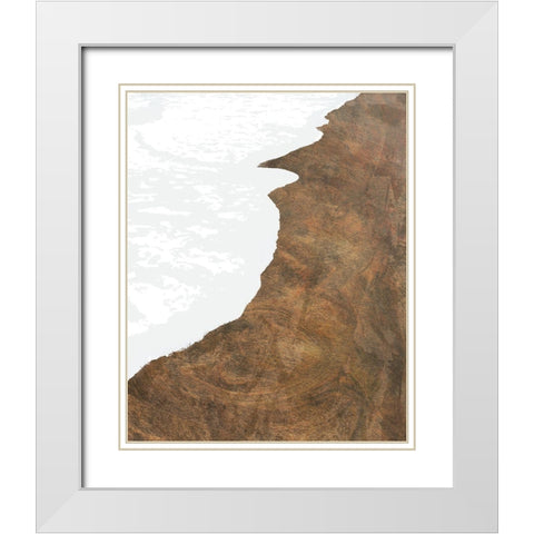 Golden Coastline I White Modern Wood Framed Art Print with Double Matting by Meneely, Dan