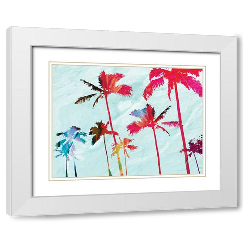 Colorful Beach Palms White Modern Wood Framed Art Print with Double Matting by Meneely, Dan