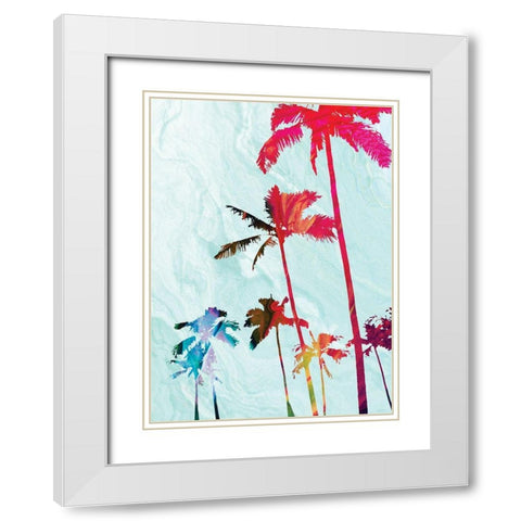 Colorful Palms White Modern Wood Framed Art Print with Double Matting by Meneely, Dan