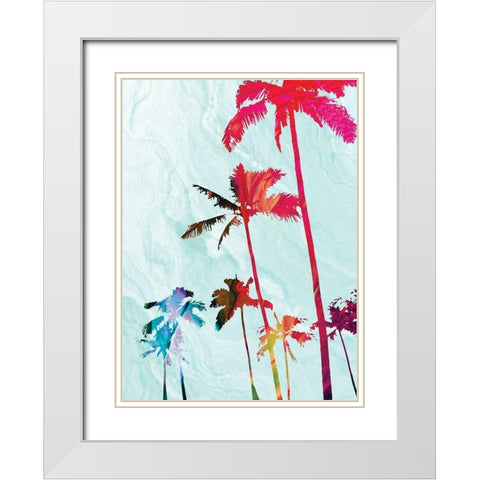 Colorful Palms White Modern Wood Framed Art Print with Double Matting by Meneely, Dan