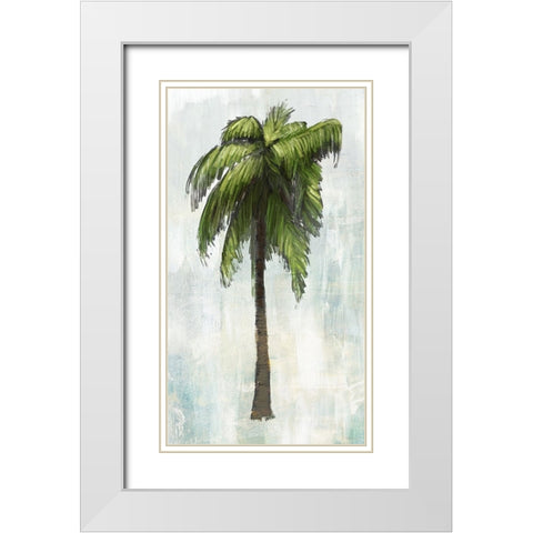 Single Palm Tree I White Modern Wood Framed Art Print with Double Matting by Meneely, Dan
