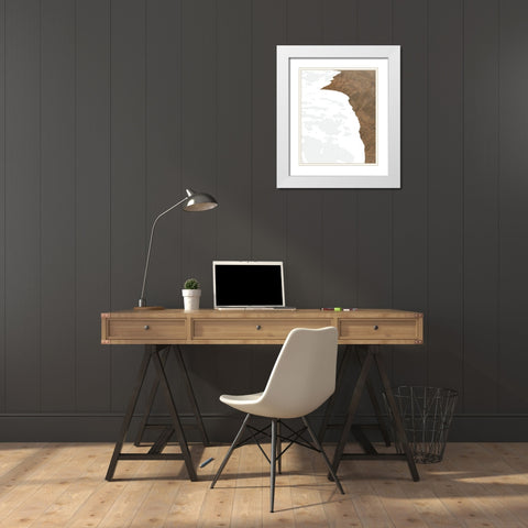 Golden Coastline II White Modern Wood Framed Art Print with Double Matting by Meneely, Dan