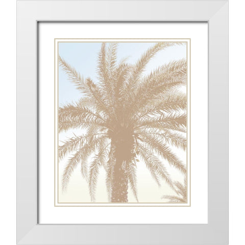 Tan Resting Palm White Modern Wood Framed Art Print with Double Matting by Meneely, Dan
