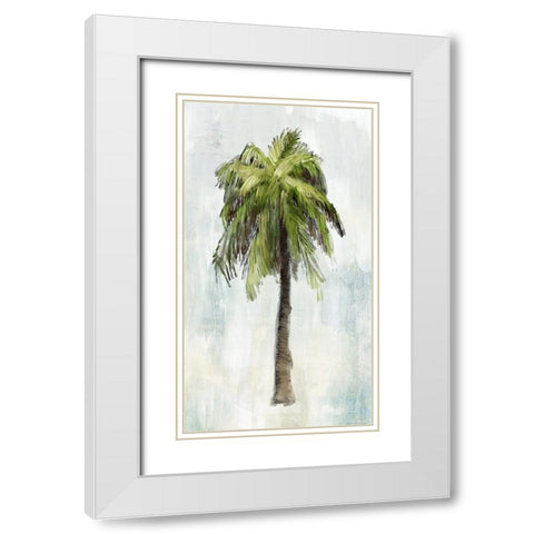 Single Palm Tree II White Modern Wood Framed Art Print with Double Matting by Meneely, Dan