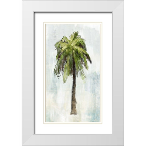 Single Palm Tree II White Modern Wood Framed Art Print with Double Matting by Meneely, Dan
