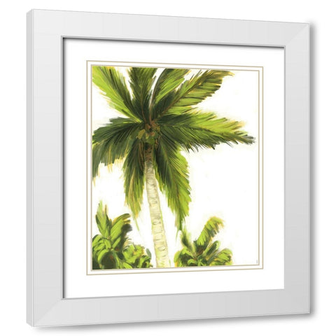 Resting Palm II White Modern Wood Framed Art Print with Double Matting by Meneely, Dan