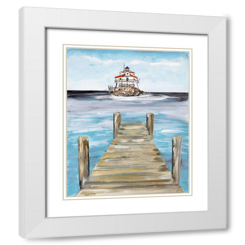 Dock View White Modern Wood Framed Art Print with Double Matting by DeRice, Julie