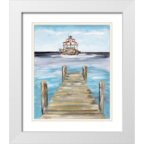 Dock View White Modern Wood Framed Art Print with Double Matting by DeRice, Julie