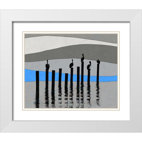 Pelican View White Modern Wood Framed Art Print with Double Matting by Tom, Ella