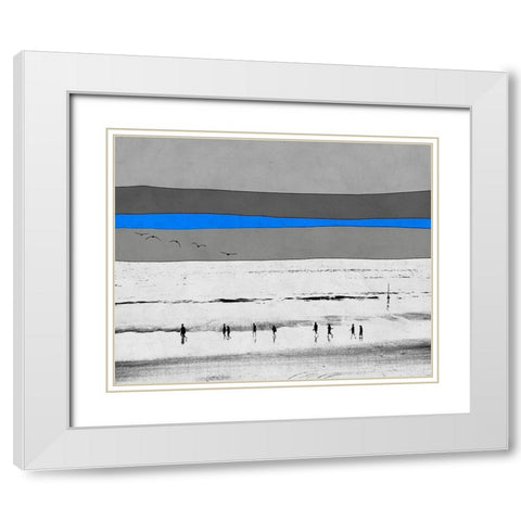 Beach Stroll at Dusk White Modern Wood Framed Art Print with Double Matting by Tom, Ella
