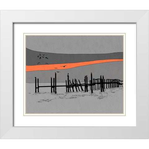 Old Dock White Modern Wood Framed Art Print with Double Matting by Tom, Ella