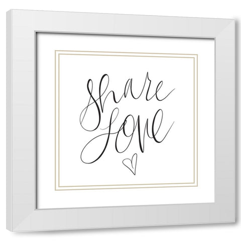 Share Love White Modern Wood Framed Art Print with Double Matting by SD Graphics Studio