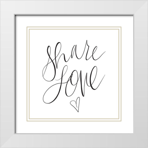 Share Love White Modern Wood Framed Art Print with Double Matting by SD Graphics Studio