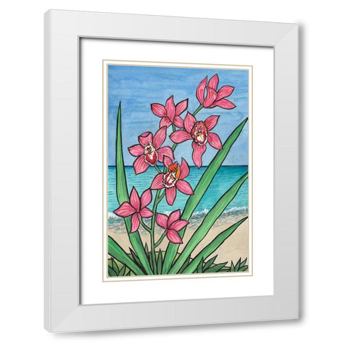 Orchid Beach White Modern Wood Framed Art Print with Double Matting by Biscardi, Nicholas