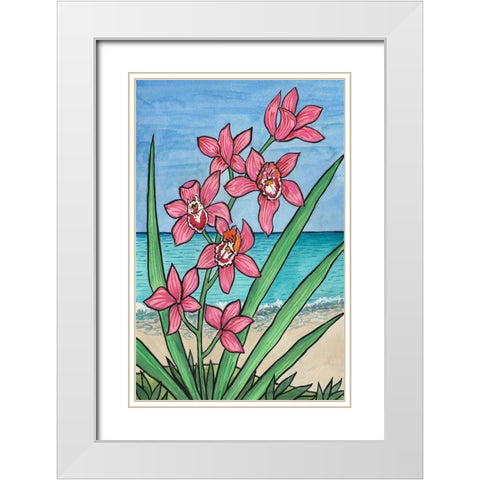 Orchid Beach White Modern Wood Framed Art Print with Double Matting by Biscardi, Nicholas