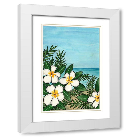 Plumeria Beach White Modern Wood Framed Art Print with Double Matting by Biscardi, Nicholas