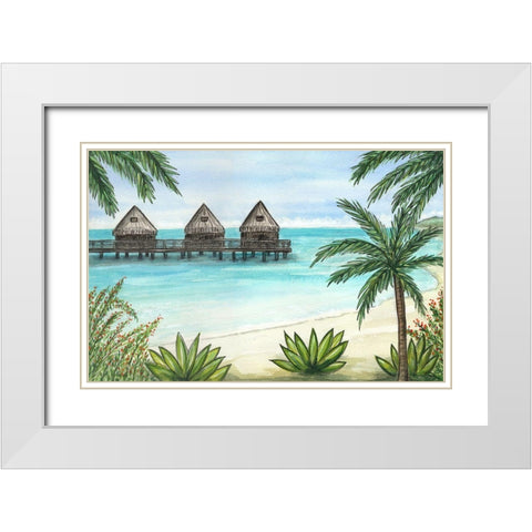 Paradise And Palms I White Modern Wood Framed Art Print with Double Matting by Biscardi, Nicholas